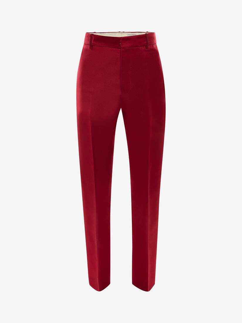 Pantalones Alexander McQueen Satin Duchesse Cigarette Hombre - Rojos - Mexico 079-IPLCDS